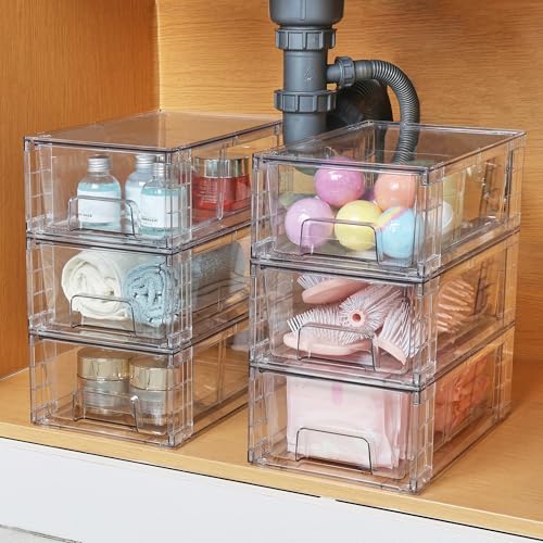 Vtopmart 8 Pack Stackable Clear Drawer with Dividers - size: 8Pack 4.4"H-with Dividers