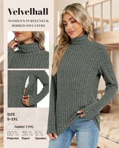 3 Pack Womens Turtleneck Nursing Tops Ribbed Sweaters - color: Army Green, Coffee, Black, size: Medium
