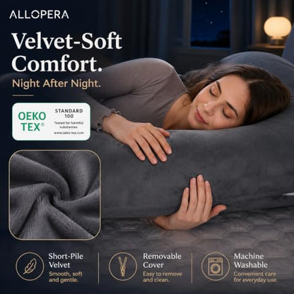 ALLOPERA U Shape Pregnancy Pillow - Full Body Maternity Pillow for Sleeping - color: Black-grey