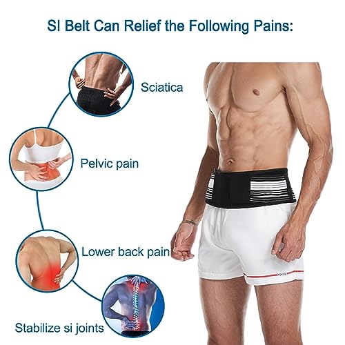 Paskyee Sciatica Belt, Sacroiliac Hip Band for Men Women - Sciatic, Lower Back, Si Joint, Pelvic pain Relief Regular - size: Regular ( Hip Size 30"-47")