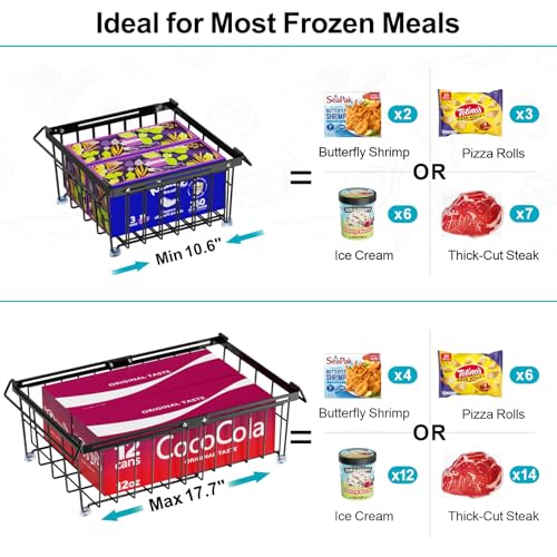 iSPECLE Deep Freezer Organizer Bins - Stackable Freezer Organizer Bins - color: Black-4 Pcs