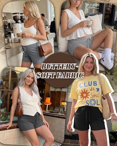 4 Pack Women's Maternity Casual Shorts - color: Mixed Gray, Light Gray, Mixed Black, Black, size: Large