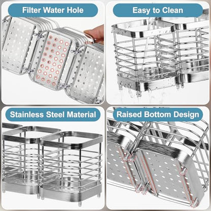Utensil Holder, Stainless Steel Utensil Drying Rack for Kitchen Counter - color: 3 Small, Silver