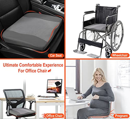 Lofty Aim Car Seat Cushion, Memory Foam Car Seat Cushions for Long Driving - color: Dark Grey