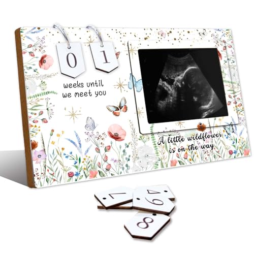 Wildflower Sonogram Picture Frame,Ultrasound Photo Frame Baby Countdown - size: wildflower