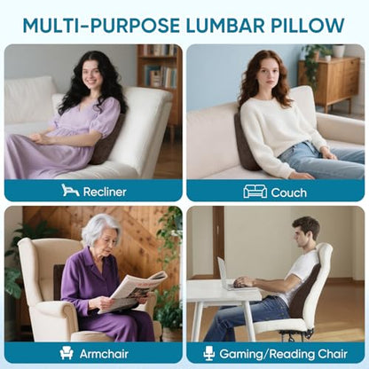 Lumbar Support Pillow for Recliner, Ergonomic Back Support Pillow - color: Coffee