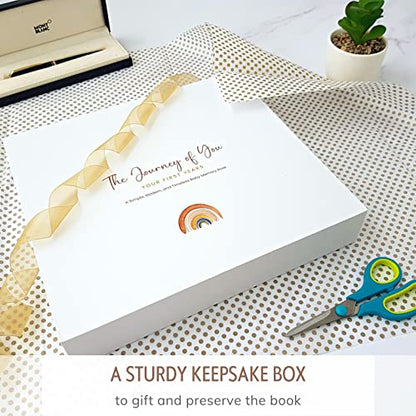 Baby Memory Book, First 5 Years, Boho Rainbow Baby Scrapbook and Keepsake - color: Vibrant Tropical Boho
