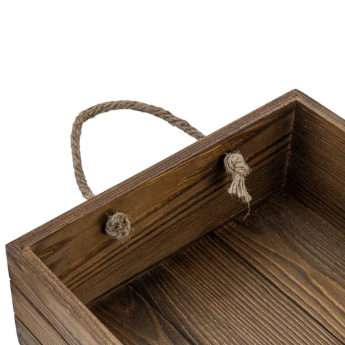 MyGift 15 Inch Rustic Wood Storage Box, Farmhouse Crate with Handles - color: Brown