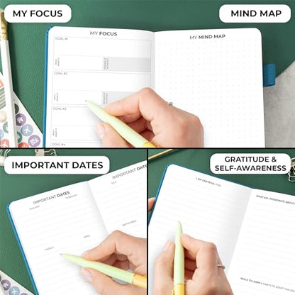 Clever Fox Pocket Planner, Mini Undated Weekly Calendar, Small Mystic Blue - color: Mystic Blue, size: Pocket size (3.7" x 6.7")