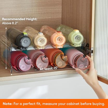 Lifewit Stackable Water Bottle Organizer for Cabinet, Clear Tumbler Holder - size: 2 Tier-8 Bottle