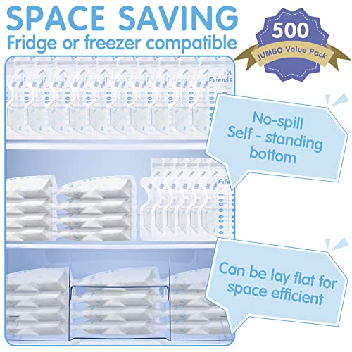 Sherr 500 Count Breastmilk Storage Bags, 8 oz Breast Milk Storing Bags
