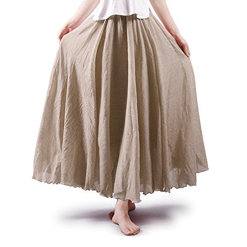 Women's Cotton Long Flowy Rave Renaissance Maxi Skirt - color: Off-white, size: Small