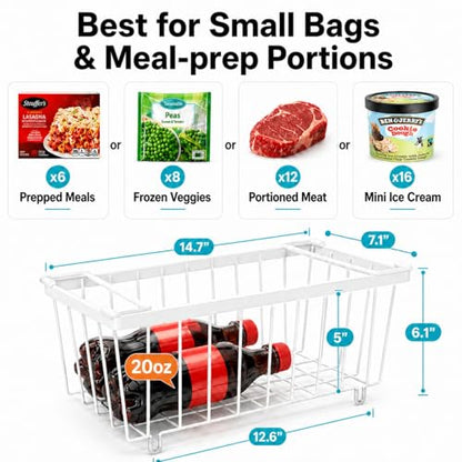 iSPECLE Chest Freezer Organizer Bins - Small Baskets for 7 Cu.Ft, 6 Pack - color: 6-Pack White