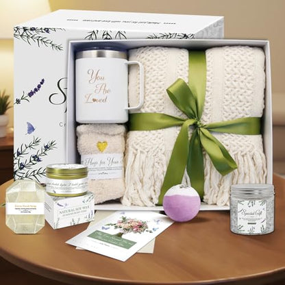 Gift Baskets for Women Birthday Gifts Self Care Get Well Soon Care Package - color: White