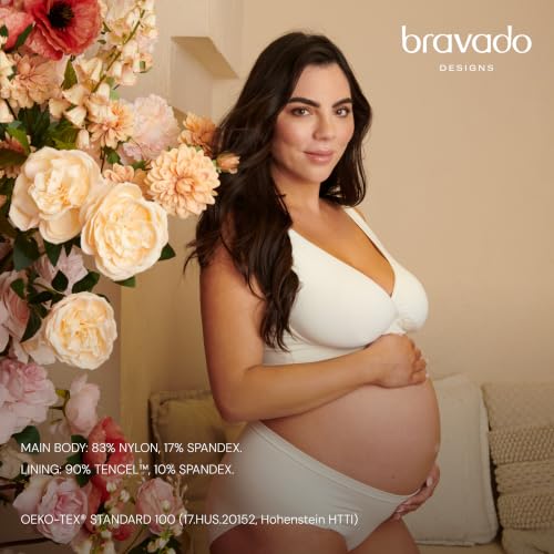 Bravado Designs Ballet Seamless Crossover Maternity Nursing Bra, Comfortable Breastfeeding Bra - color: Roseclay - Sustainable Fabric, size: Medium