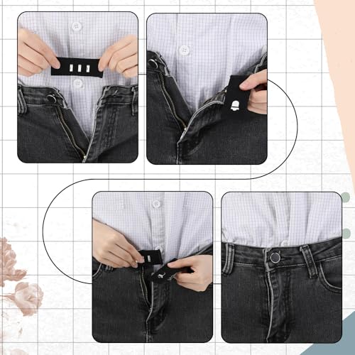 2 Set Black Hook Waist Band Extenders, Pant Extenders for Jeans