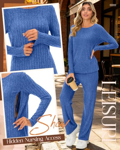Huukeay 2 Piece Nursing Breastfeeding Set - color: Blue, size: Medium