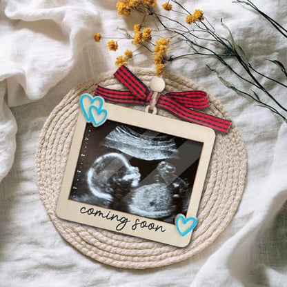 Ultrasound Photo Frame Ornament, Baby Announcement Keepsake - color: Blue Coming Soon Premium
