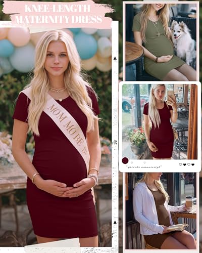 Riyiper 3 Pack Womens Maternity Short Sleeve Dresses - color: Black, Army Green, Burgundy, size: Small