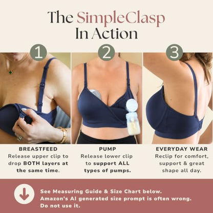 Simple Wishes Pumping Bra Hands Free, Nursing Bra for Breastfeeding - color: Indigo, size: Medium