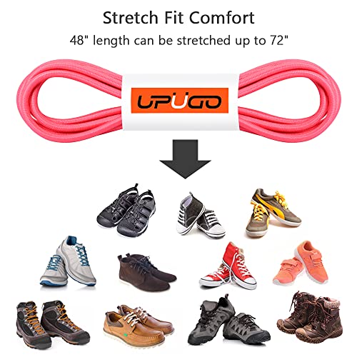 UpUGo Elastic Shoe Laces, No Tie Shoe Laces for All Ages, One Size Fit All - color: Plain Light Pink, size: 1 pair