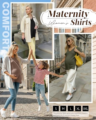 Ficerd 3 Pack Women's Maternity Shirts - color: Black, Coffee, Army Green, size: Small