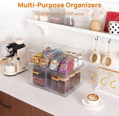 LALOBLUE Stackable Clear Acrylic Drawer Baby Bottle Makeup Organizer 4PC - size: 2 Middle+2 Big