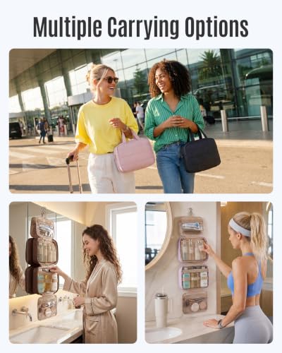 LIGHT FLIGHT Travel Toiletry Bag - Hanging Makeup Organizer for Women & Men - color: Baby Pink