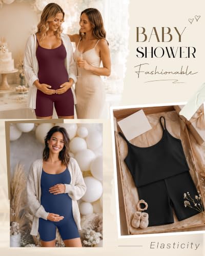 3 Pack Women's Maternity Jumpsuit Shorts - color: Burgundy, Navy, Black, size: X-Large