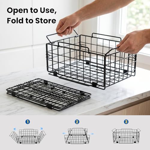 Reinforced Freezer Organizer Bins, 2 Pack Heavy Duty Metal Freezer Baskets, Stackable Deep Freezer Storage with Handles, Maximize Chest Freezer Space, No Assembly Required - size: 2 Pack
