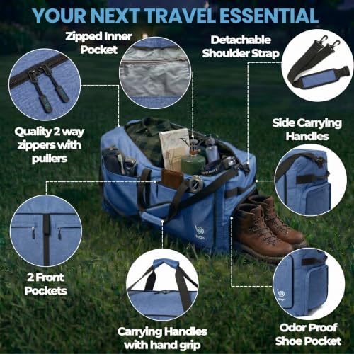 Bago Travel Duffle Bag for Women & Men. Extra Large Foldable Duffel Bags - color: SnowDepBlue, size: 120L