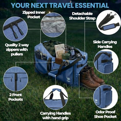 Bago Travel Duffle Bag for Women & Men. Extra Large Foldable Duffel Bags - color: SnowDepBlue, size: 120L