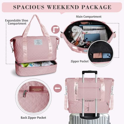 Geestock Travel Duffle Bag - Weekender Overnight Bags for Women, Pink