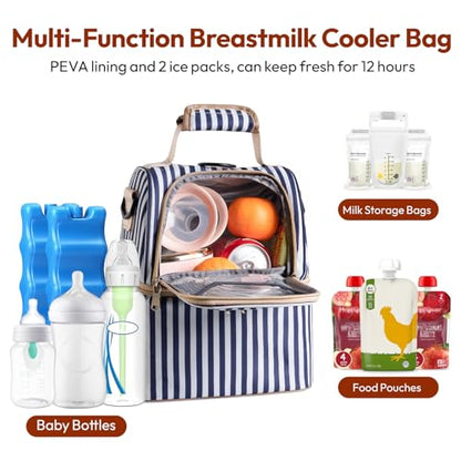 NCVI Breast Pump Backpack, Double Layer Removable, for Spectra/Medela - color: Stripe
