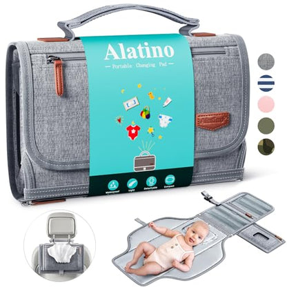 Alatino Portable Diaper Changing Pad, Wipe Clean, Large 25x22, Grey - color: Grey