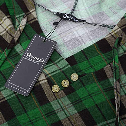 Quinee Women's Long Sleeve Plaid Colorblock Nursing Pullover Hoodie Sweatshirts - color: Black Green Plaid, size: Large