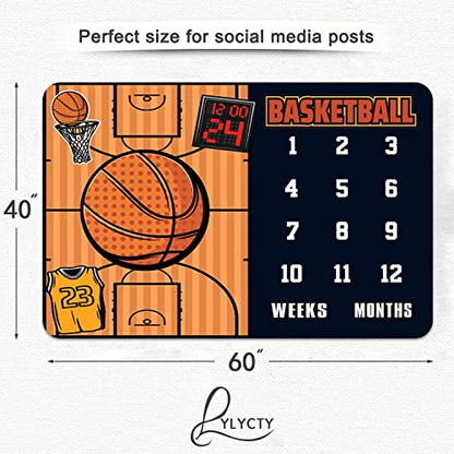 Basketball Milestone Blanket, Weekly Monthly Backdrop, 60x40Inch