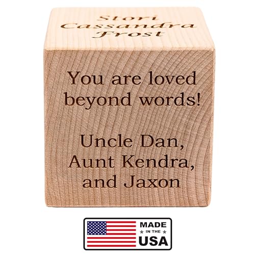 Personalized Baby Birth Block, Custom Newborn Keepsake Gift, Made in USA - color: Natural, size: 2"