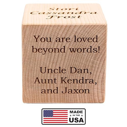 Personalized Baby Birth Block, Custom Newborn Keepsake Gift, Made in USA - color: Natural, size: 2"