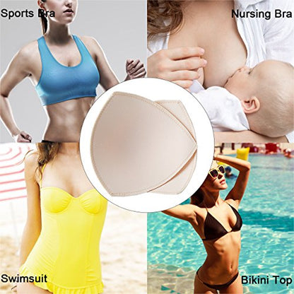 Bra Pad Inserts 4 Pairs, Push up Bra Pads - color: Beige Triangle, size: 00