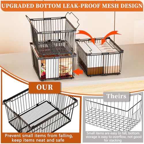 Large Freezer Organizer Bins for 5 to 9 Cu.Ft,Leak-Proof Bottom，4Pack - color: Black--4Pack