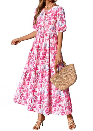 KIRUNDO Maxi Dresses for Women 2026 3/4 Sleeve Summer Dress - color: Red, size: Small