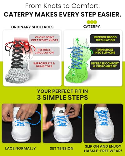 Caterpy RUN No-Tie Elastic Shoelaces for Adults & Kids - color: 07) Ruby Red, size: Standard: 30in (5-7 holes)