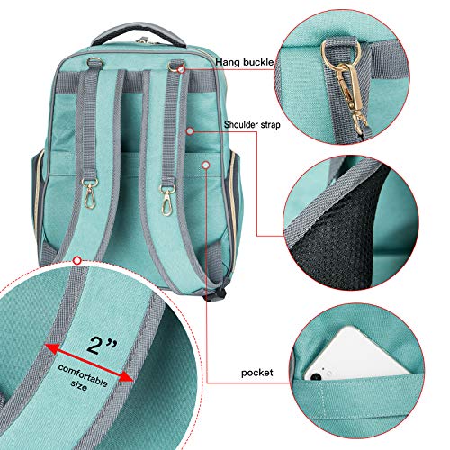 Breast Pump Backpack Diaper Bag - Multi-Function Mommy Outdoor Working Backpack with Insulation Pocket - color: Green