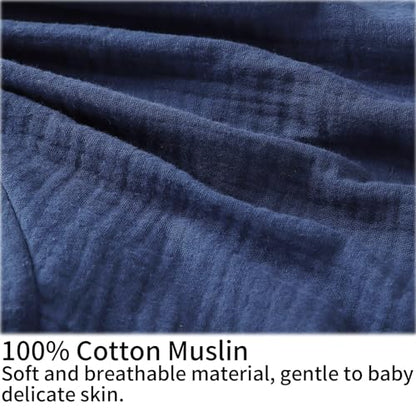 Onacosht Muslin Nursing Pillow Cover, 100% Cotton, Navy Blue - color: Navy Blue
