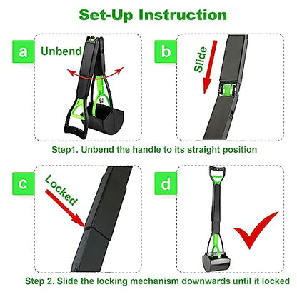 ienjoyed Pooper Scooper, Large Pooper Scooper for Dogs Heavy Duty, Dog Pooper Scooper with Long Handle & High Strength Durable Spring, Foldable Dog Poop Pick Up (32-inch) (32-inch(Green)) - size: 32-inch(Green)