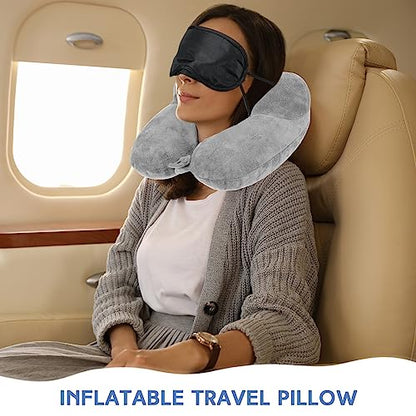 Sintuff 2 Inflatable Neck Pillow Airplane Travel, Light Gray and Sky Blue - color: Light Gray and Sky Blue