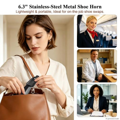 Shoe Horn Set 16.5" & 6.3" Stainless Long & Mini for Seniors Adults Kids