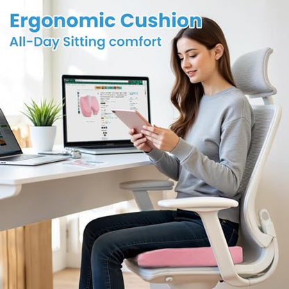 TushGuard Seat Cushion, Memory Foam Office Chair Cushion - Pink, X-Large - color: Pink, size: X-Large