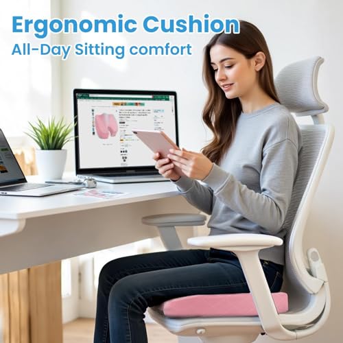 TushGuard Seat Cushion, Memory Foam Office Chair Cushion - Pink, X-Large - color: Pink, size: X-Large